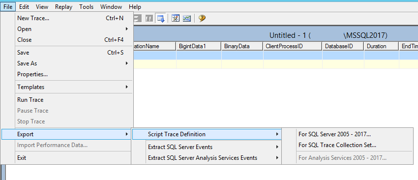 Script trace definition